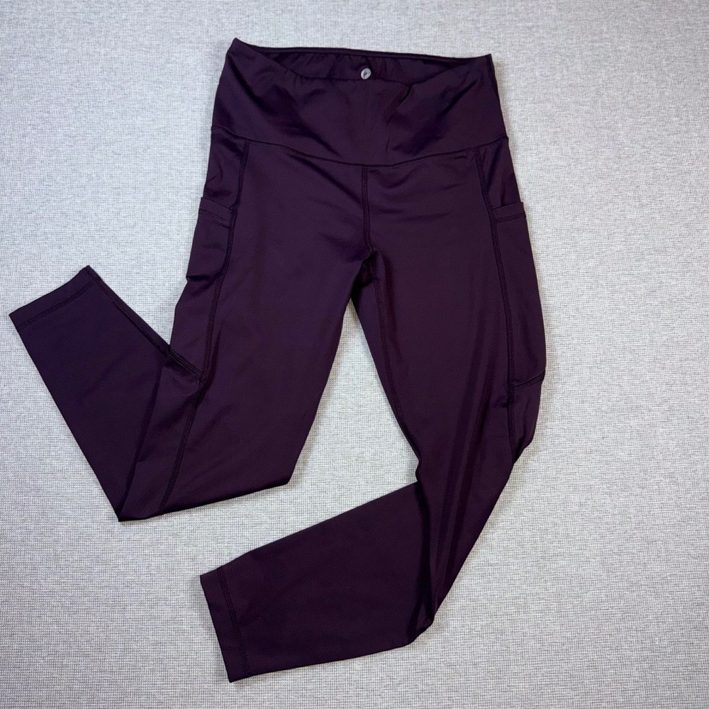 90 Degree by Reflex Womens Plum Purple High Waist Pocket Leggings Size M